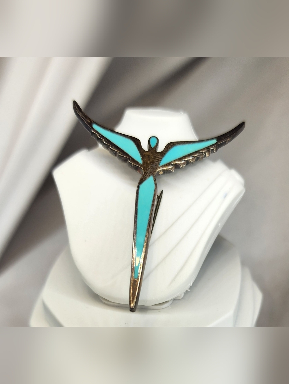 Steven Lavaggi "Angel of Reconciliation"Pin & Pendant,Sterling Silver,Turquoise